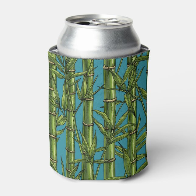 Bamboo forest on blue can cooler (Can Front)