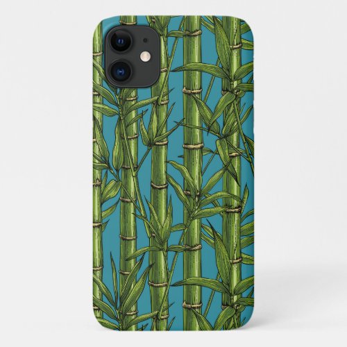 Bamboo forest on blue iPhone 11 case