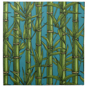 Bamboo forest on blue cloth napkin