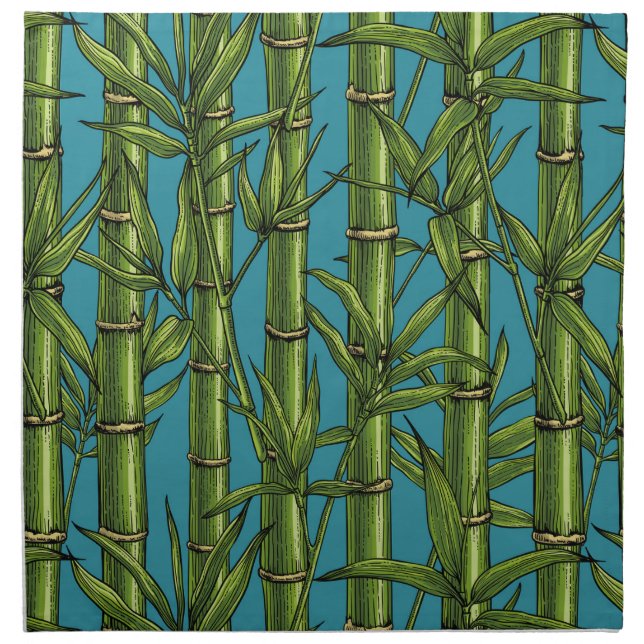 Bamboo forest on blue cloth napkin (Front)