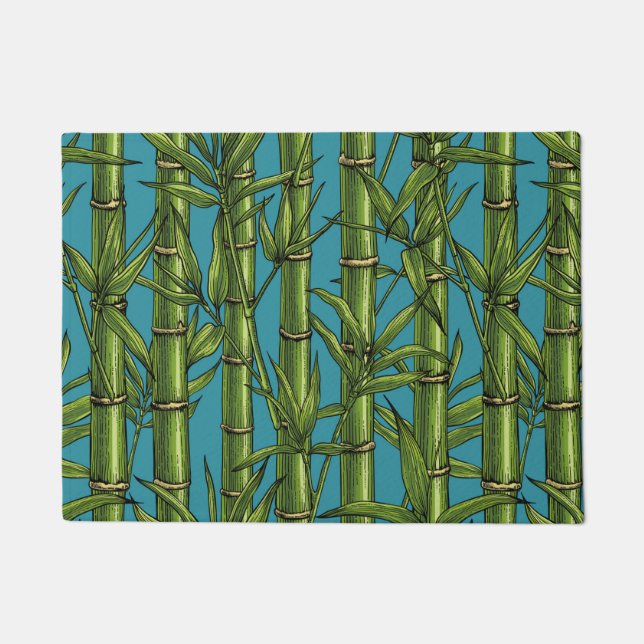 Bamboo forest on blue doormat (Front)