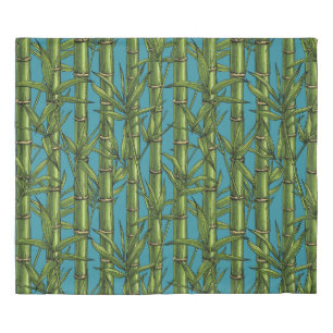 Bamboo forest on blue duvet cover