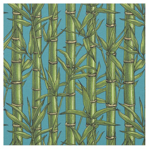 Bamboo forest on blue fabric