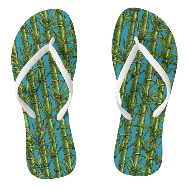 Bamboo forest on blue flip flops (Footbed)