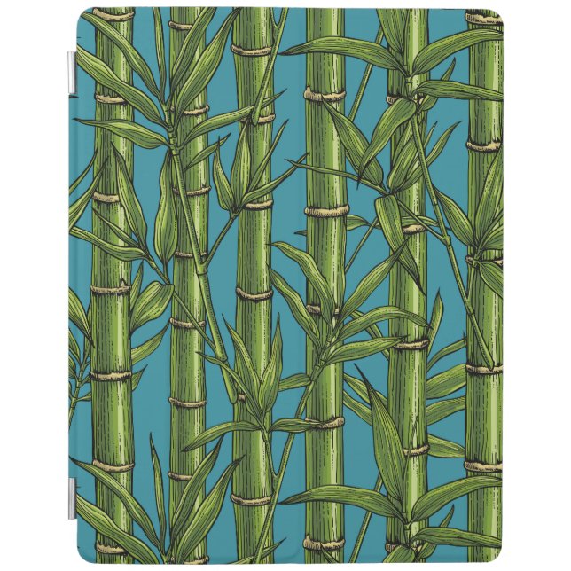 Bamboo forest on blue iPad smart cover (Front)