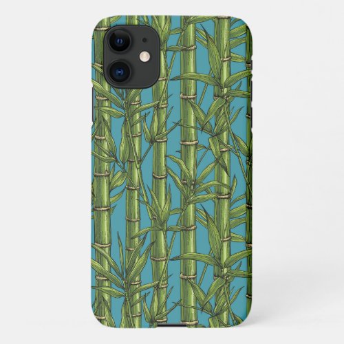 Bamboo forest on blue iPhone 11 case