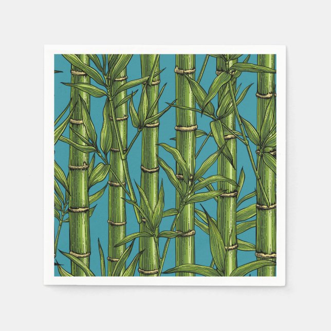 Bamboo forest on blue napkins (Front)