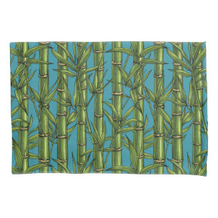 Bamboo forest on blue pillow case