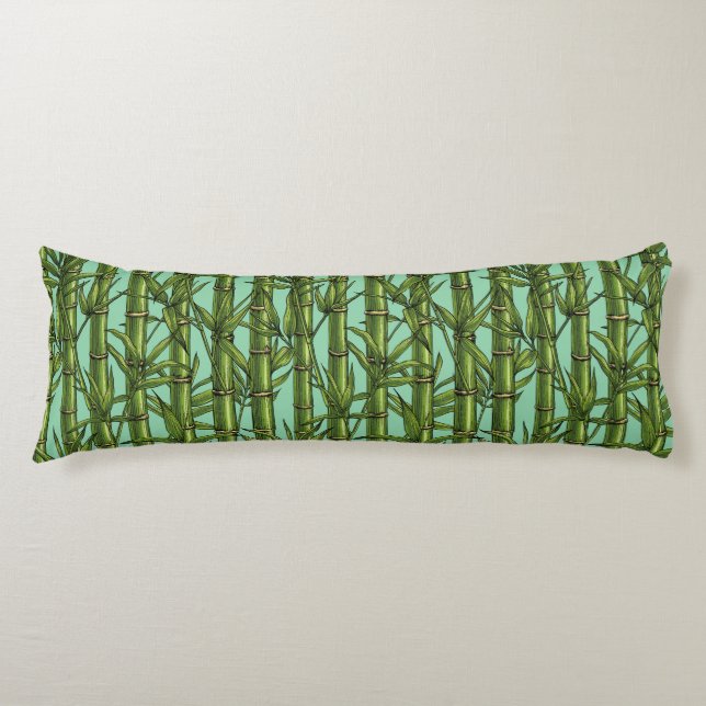 Bamboo forest on light blue body pillow (Front)