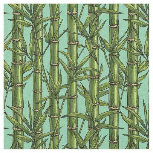 Bamboo forest on light blue fabric