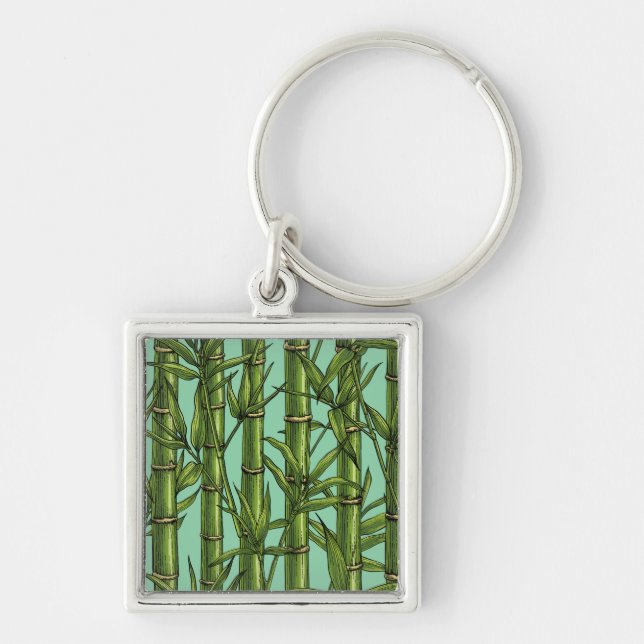 Bamboo forest on light blue keychain (Front)