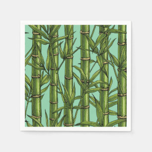 Bamboo forest on light blue napkins