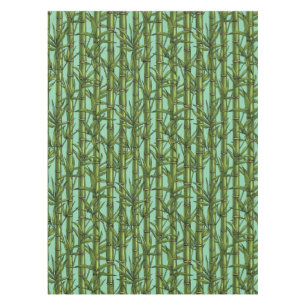 Bamboo forest on light blue tablecloth