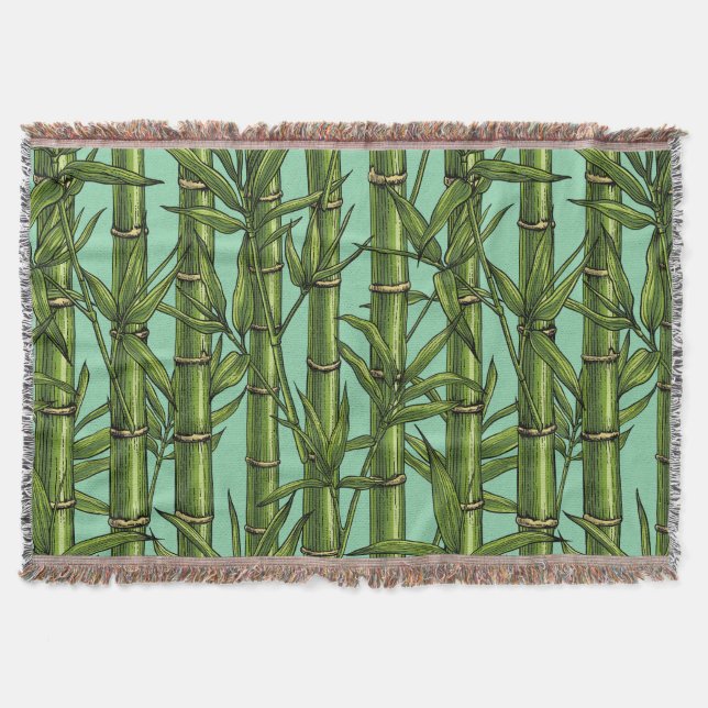 Bamboo forest on light blue throw blanket (Front)