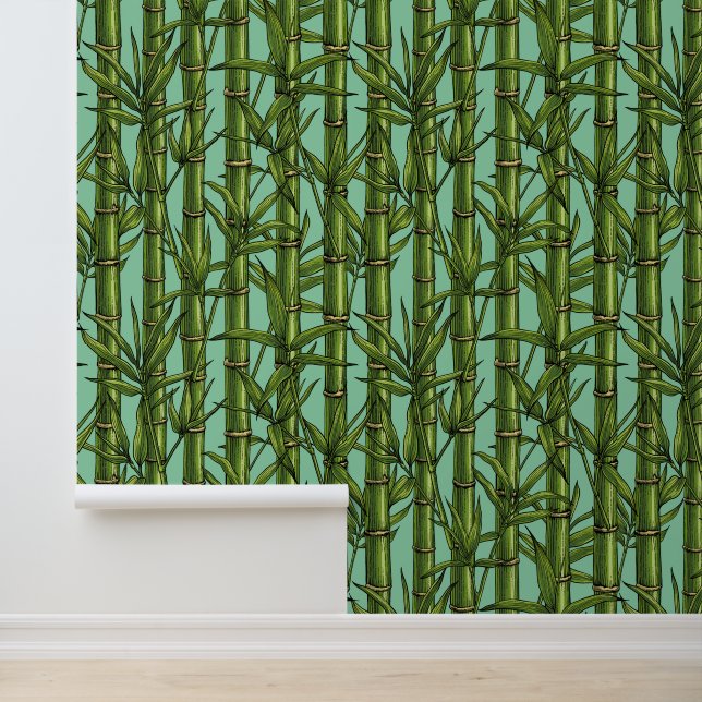 Bamboo forest on light blue wallpaper  (Application)