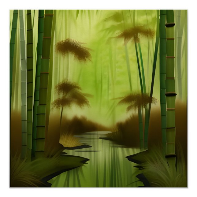 Bamboo Forest Traditional Chinese Painting Poster (Front)