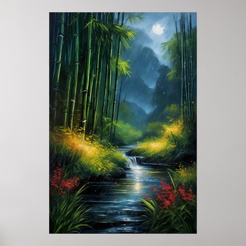 Bamboo Forests Rainy Twilight Poster