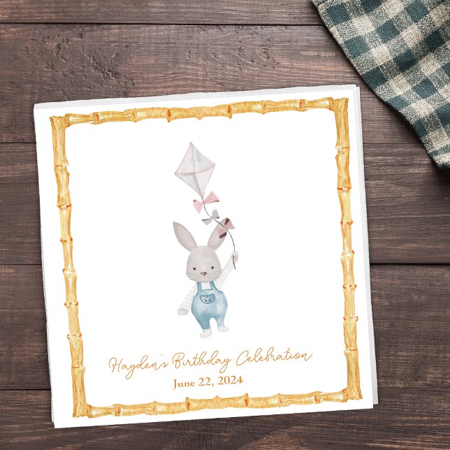 Bamboo Frame Bunny Personalized Napkin (Creator Uploaded)
