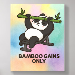 Bamboo Gains Only – Cute Fitness Panda Wall Art Acrylic Photo Tile
