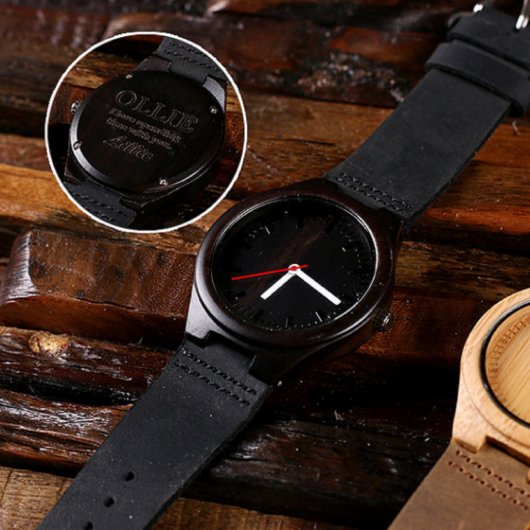 Bamboo Gift Box Set with Cufflinks and Watch (Front)