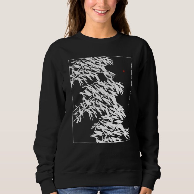 Bamboo Graphic Bamboo Silhouette Botanical White a Sweatshirt (Front)