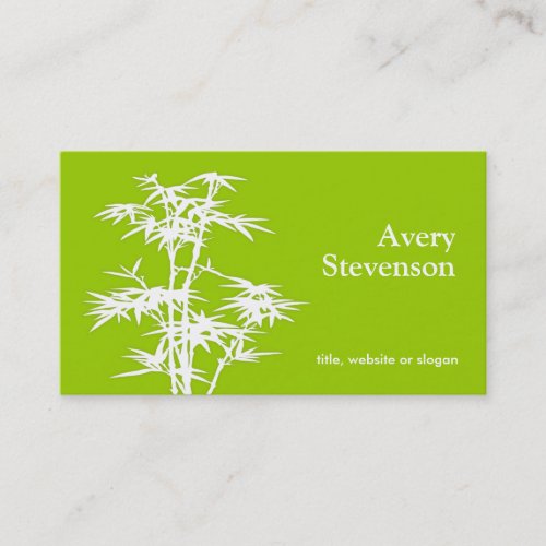 Simple Elegant Green Bamboo Nature Health Spa Business Cards