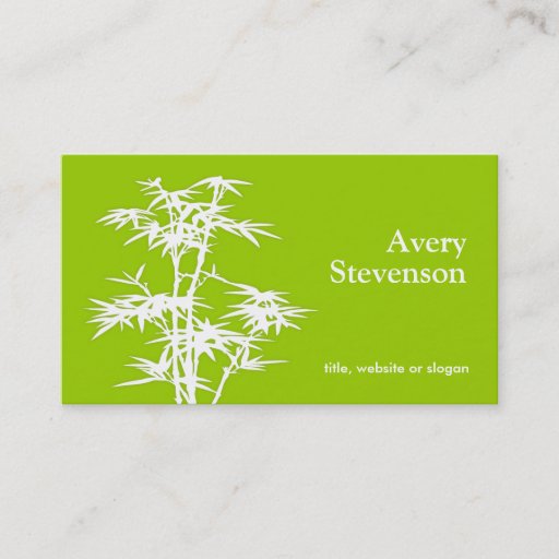 Customizable Simple Elegant Green Bamboo Nature Health Spa Business Cards