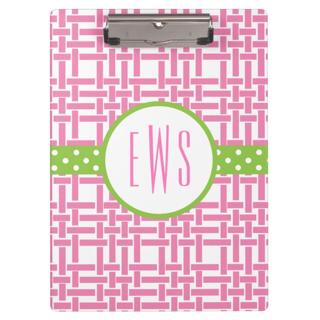 Bamboo & Grosgrain Monogrammed Clipboard (Front)