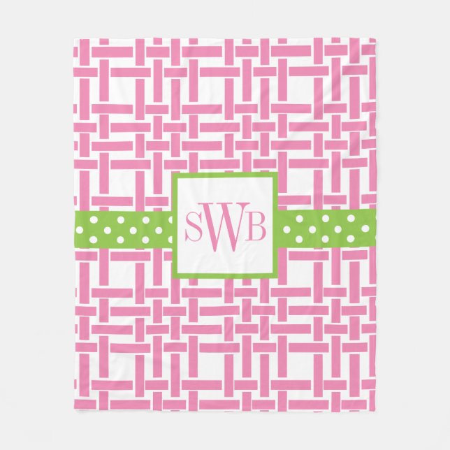 Bamboo & Grosgrain Monogrammed Fleece Blanket (Front)