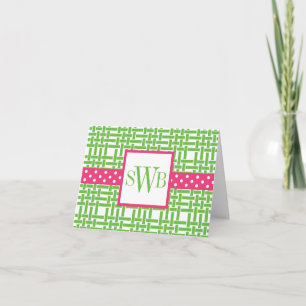 Bamboo & Grosgrain Monogrammed Note Cards