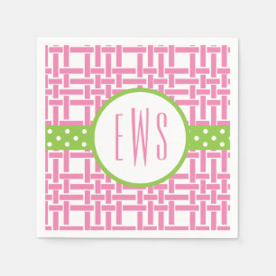 Bamboo & Grosgrain Monogrammed Party Napkins