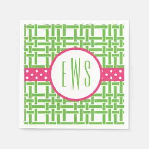Bamboo & Grosgrain Monogrammed Party Napkins