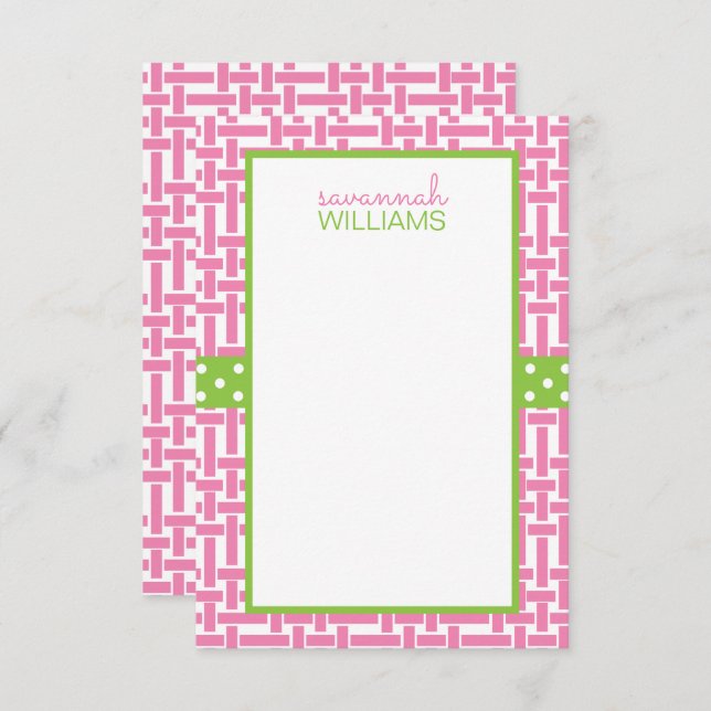 Bamboo & Grosgrain Personalized Note Cards (Front/Back)