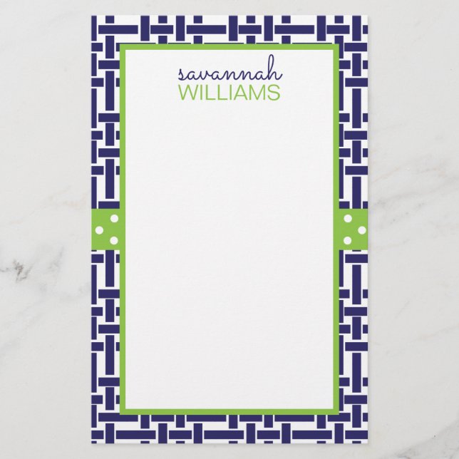 Bamboo & Grosgrain Personalized Stationery (Front)