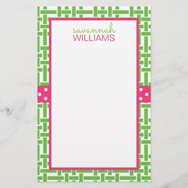 Bamboo & Grosgrain Personalized Stationery (Front)