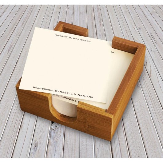 Bamboo Holder with 200 Sheets Square Note Pad (Front)