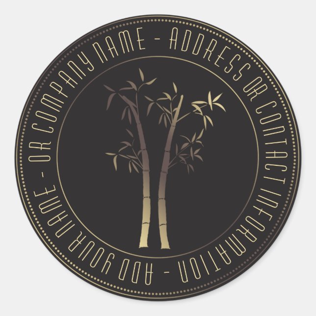 Bamboo In Circular Frame Gold Classic Round Sticker (Front)