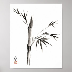 Bamboo in Stillness Chinese Brush Art Poster