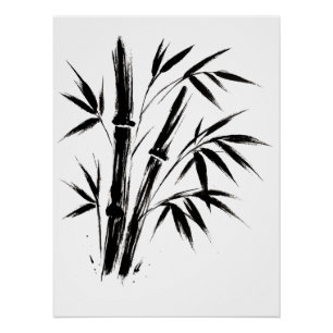 Bamboo Ink Illustration – Minimalist Zen Poster