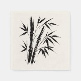 Bamboo Ink Illustration – Zen Design on Napkins
