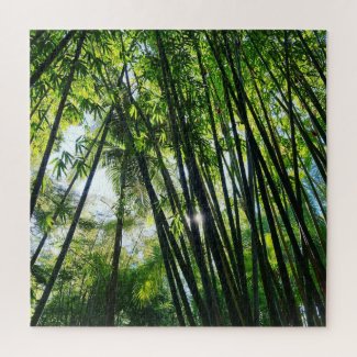 Bamboo jungle green foliage photo jigsaw puzzle