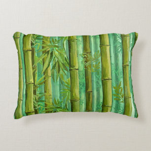 Bamboo Jungle Grove Warm Cool Greens Accent Pillow