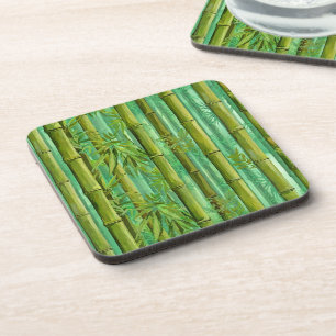 Bamboo Jungle Grove Warm Cool Greens Beverage Coaster