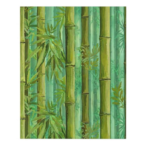 Bamboo Jungle Grove Warm Cool Greens Faux Canvas Print