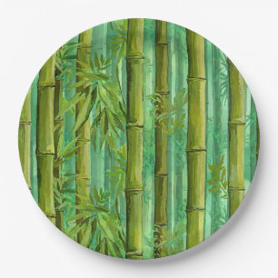 Bamboo Jungle Grove Warm Cool Greens Paper Plates