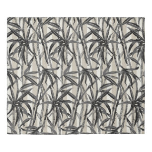Bamboo Jungle Hawaiian Stripe - Black and Taupe Duvet Cover