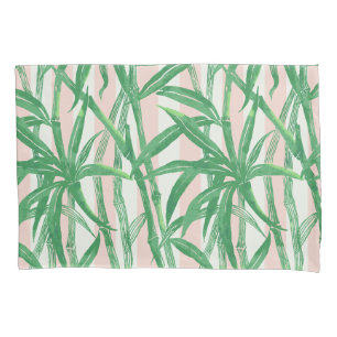 Bamboo Jungle Hawaiian Stripe - Green and Pink Pillow Case