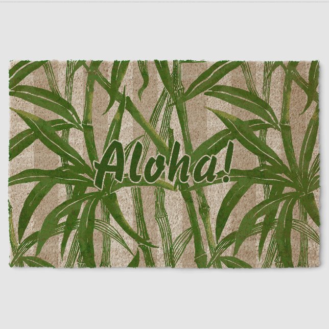 Bamboo Jungle Hawaiian Stripe - Green and Taupe Fiber Doormat (Front)