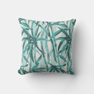 Bamboo Jungle Hawaiian Stripe - Teal and Aqua Outdoor Pillow