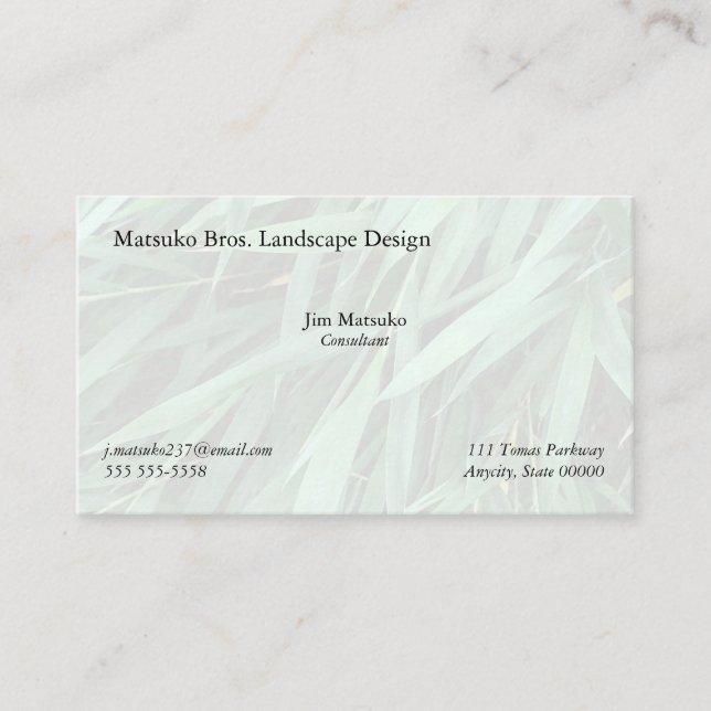 Bamboo leaves background fade business card (Front)